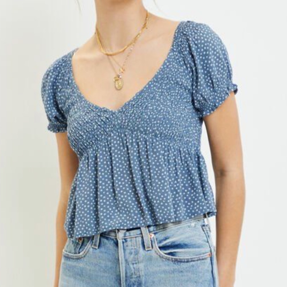 LA hearts v neck baby doll top